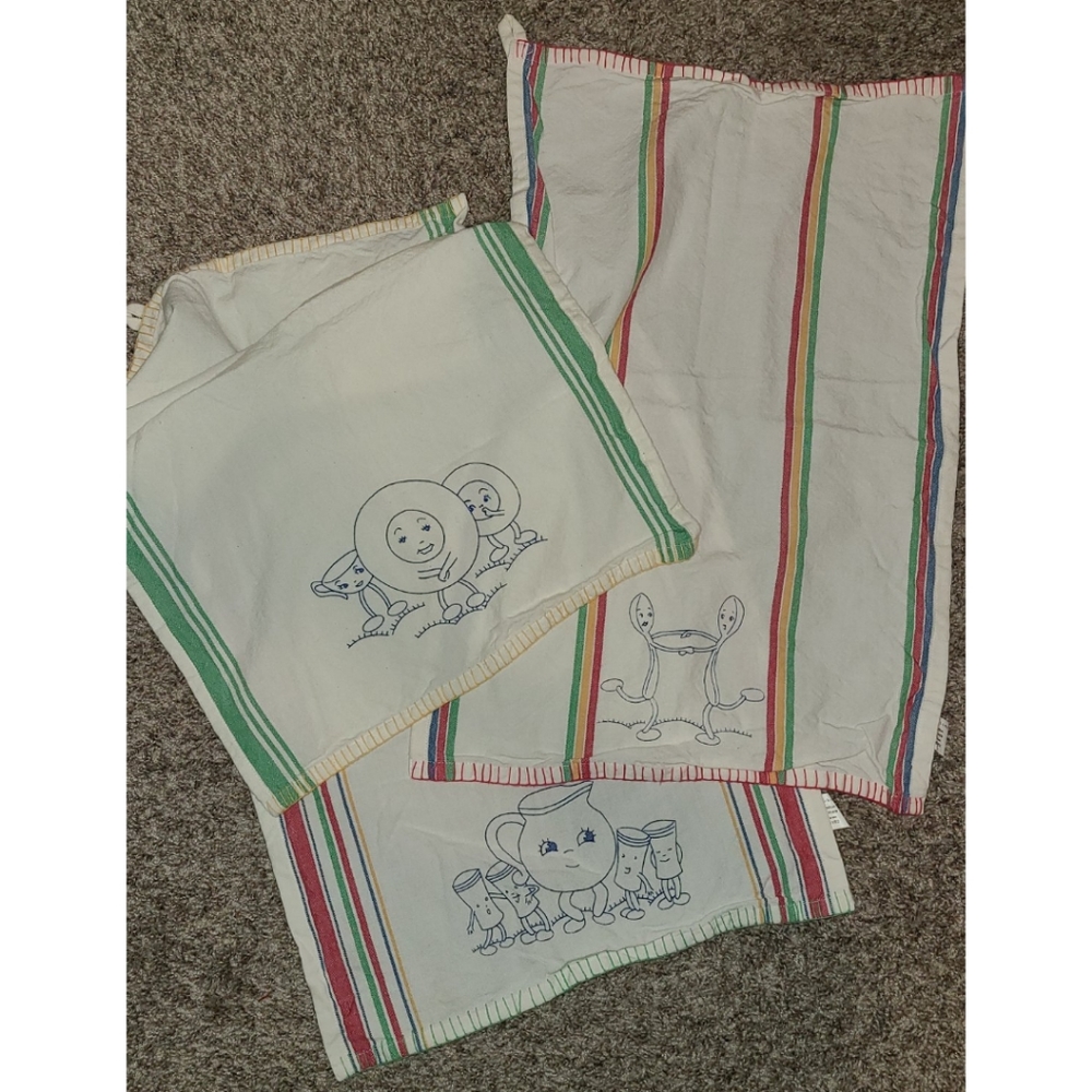 Vintage retro look tea dish towel moda home spoon